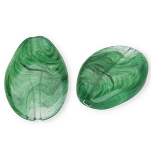 Acrylperlen Tropfenform Dark green-marble