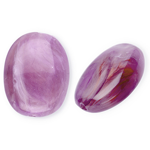 Acrylperlen Oval Purple-brown-marble