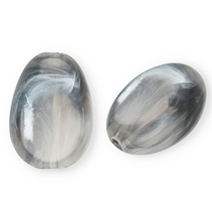 Acrylperlen Oval Grey-marble
