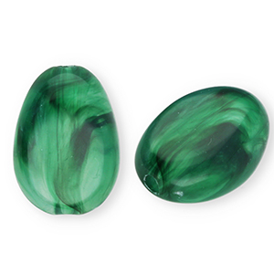 Acrylperlen Oval Dark green-marble