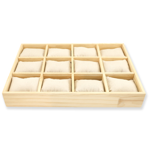 Schmuckdisplay 12-F&auml;cher mit Kissen Natural-off white