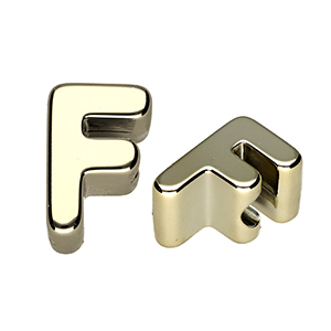 Buchstaben Perlen aus Acryl F Gold