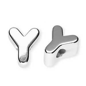 Buchstaben Perlen aus Acryl Y Silver