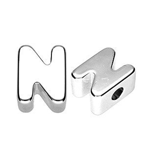 Buchstaben Perlen aus Acryl N Silver