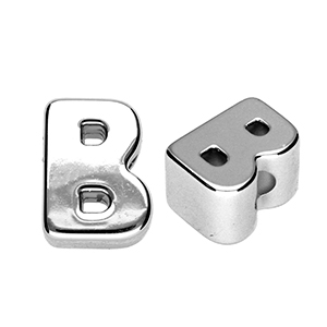 Buchstaben Perlen aus Acryl B Silver