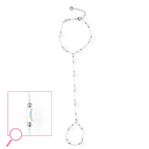 Handketten aus Stainless Steel - Rostfreiem Stahl Silver-crystal AB-white