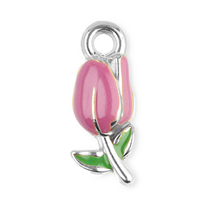 Stainless Steel - Rostfrei Stahl Anh&auml;nger Tulpe Silver-purple-green