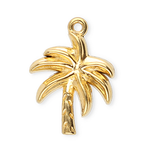 Stainless Steel - Rostfrei Stahl Anh&auml;nger Palme Gold