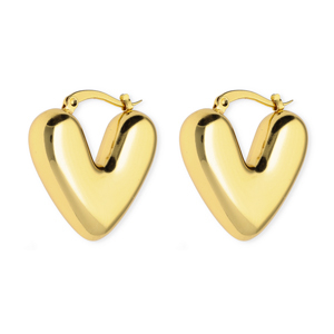 Ohrringe aus Stainless Steel - Rostfreiem Stahl Creolen Herz Gold