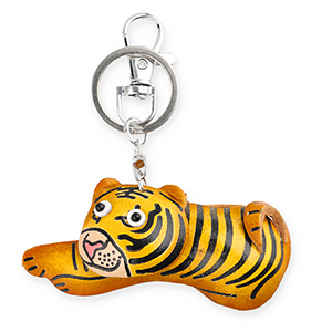 Schl&uuml;sselanh&auml;nger aus Leder Tiger Orange-yellow-black-white