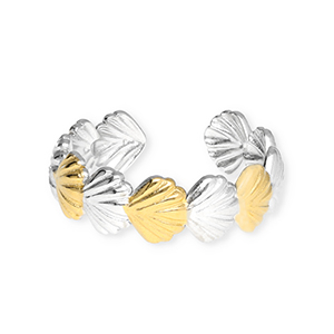Ringe aus Stainless Steel - Rostfreiem Stahl Muschel Silver-gold