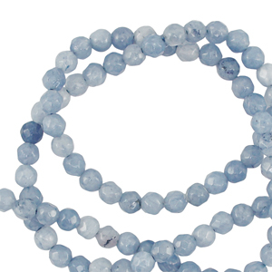 Naturstein Perlen 3mm Facett geschliffen Sky blue