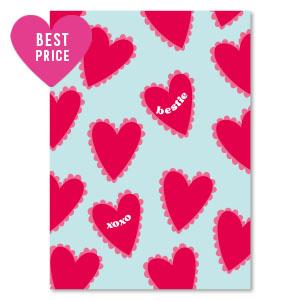 Schmuck Karten "bestie xoxo" Light blue-red