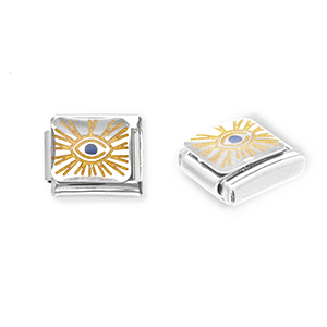 Italian Charm Element aus Stainless Steel - Rostfreiem Stahl Auge der Vorsehung Silver-yellow-blue