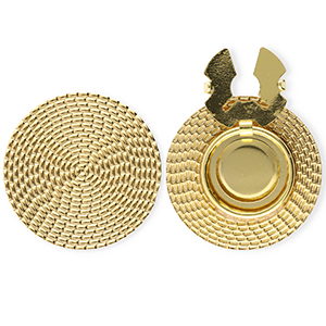 Knopfabdeckung aus Stainless Steel - Rostfreiem Stahl Rund Rattan-Look Gold