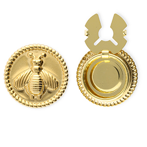 Knopfabdeckung aus Stainless Steel - Rostfreiem Stahl Rund mit Biene Gold