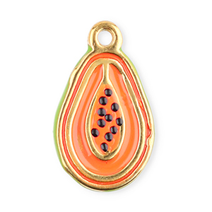 Stainless Steel - Rostfrei Stahl Anh&auml;nger Papaya Coral orange-green