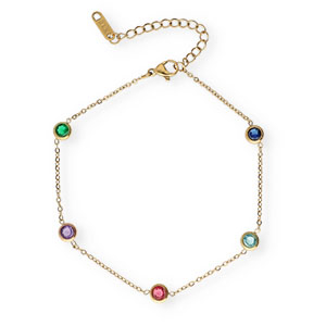 Fusskettchen aus Stainless Steel - Rostfreiem Stahl Crystal Gold