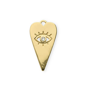 Brass TQ Metall Anh&auml;nger Herz Auge der Vorsehung Strass Gold