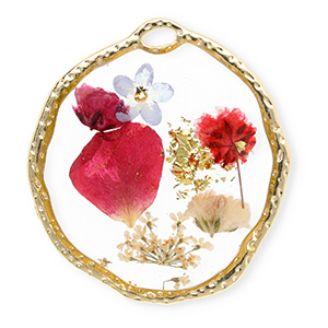 Anh&auml;nger mit getrockneter Blume Irregular Gold-multicolour