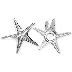Knopfabdeckung aus Stainless Steel - Rostfreiem Stahl Seestern Silver