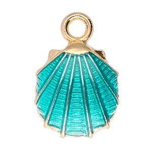 Metall Anh&auml;nger Muschel Gold-teal green