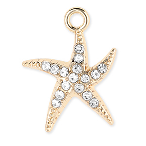 Metall Anh&auml;nger Seestern mit Strass Gold-transparent