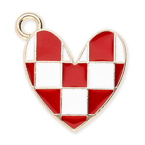 Metall Anh&auml;nger Herz mit W&uuml;rfel Gold-red-white