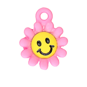 Metall Anh&auml;nger Blume Pink-yellow