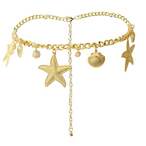 Bauchkettchen Meeresleben mit Imitation Perlen Gold-white