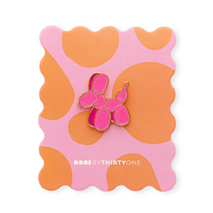 BY31&reg; Anstecker Ballonhund auf Zierkarte Orange-multicolour pink-gold