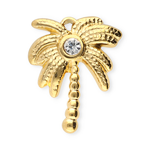 Stainless Steel - Rostfrei Stahl Anh&auml;nger Palme Gold-transparent