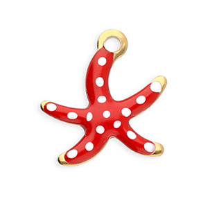 Stainless Steel - Rostfrei Stahl Anh&auml;nger Seestern Gold-red-white