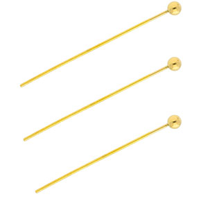 BY31&reg; Stainless Steel - Rostfrei Stahl Schmuckzubeh&ouml;r Nietstifte mit Kugel 35 mm Gold