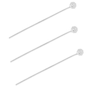 BY31&reg; Stainless Steel - Rostfrei Stahl Schmuckzubeh&ouml;r Nietstifte mit Kugel 35 mm Silver