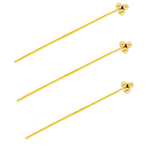 BY31&reg; Stainless Steel - Rostfrei Stahl Schmuckzubeh&ouml;r Nietstifte mit Kugeln 35 mm Gold