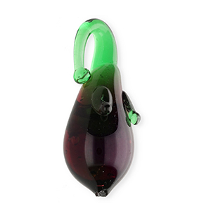 Handgefertigt Glas-Anh&auml;nger Aubergine Transparent berry wine red-transparent green