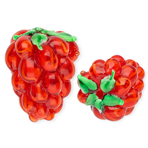 Handgefertigt Glasperlen Himbeere Red-green