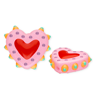 Handgefertigt Glasperlen Herz Light pink-red-multicolour