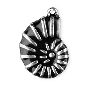 Stainless Steel - Rostfrei Stahl Anh&auml;nger Enamel Muschel Silver-black
