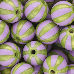 16 mm DQ&reg; Acrylperlen mit Streifen Purple-olive green