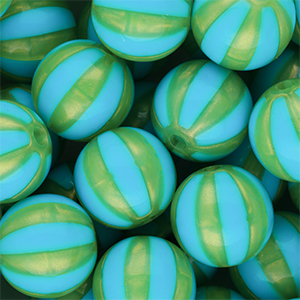 16 mm DQ&reg; Acrylperlen mit Streifen Blue-green