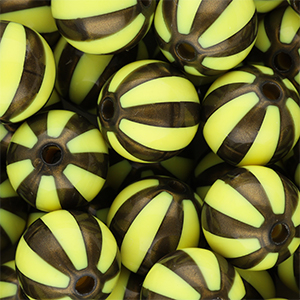 16 mm DQ&reg; Acrylperlen mit Streifen Yellow-golden brown