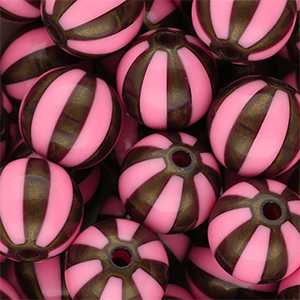 16 mm DQ&reg; Acrylperlen mit Streifen Pink-golden brown