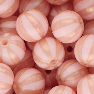 16 mm DQ&reg; Acrylperlen mit Streifen Light pink-peach pink