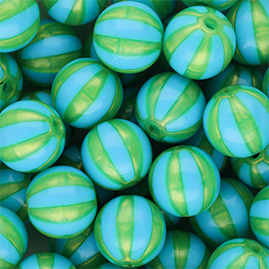 12 mm DQ&reg; Acrylperlen mit Streifen Blue-green
