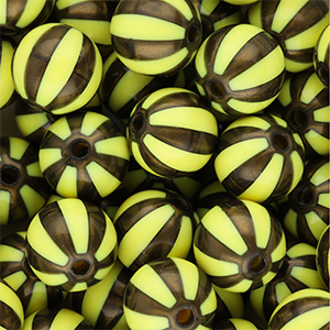 12 mm DQ&reg; Acrylperlen mit Streifen Yellow-golden brown