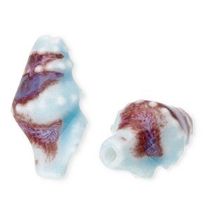 Perlen Keramik Wellhornschnecke Light blue-brown