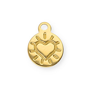 Stainless Steel - Rostfrei Stahl Anh&auml;nger Rund mit Herz Gold