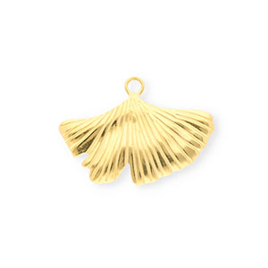 Stainless Steel - Rostfrei Stahl Anh&auml;nger Ginkgoblatt Gold